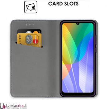 Telone smart magnet atverčiamas dėklas - auksinės spalvos (Huawei Y6P)
